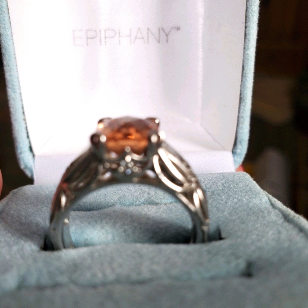 TACORI IV peach stone with diamonique side stones